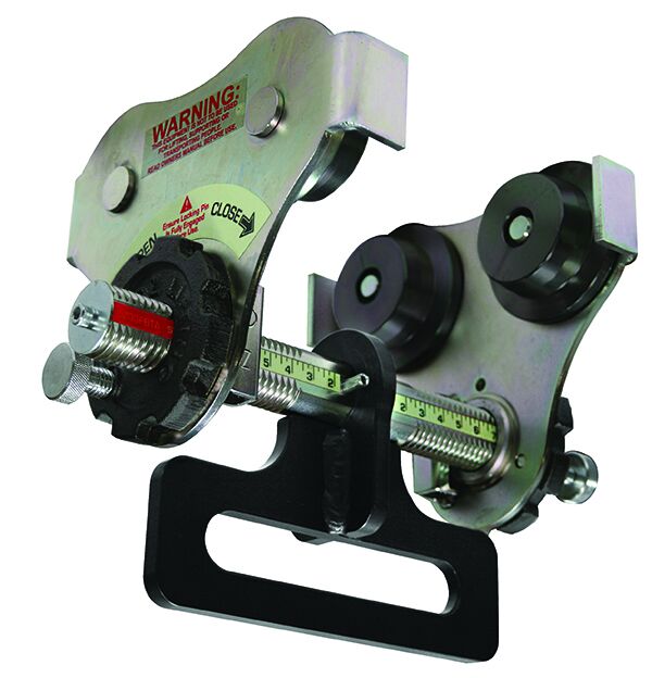 0.5 T Push Beam Trolley with up to 8 inch flange width and integrated OBH hanger (Made in USA)