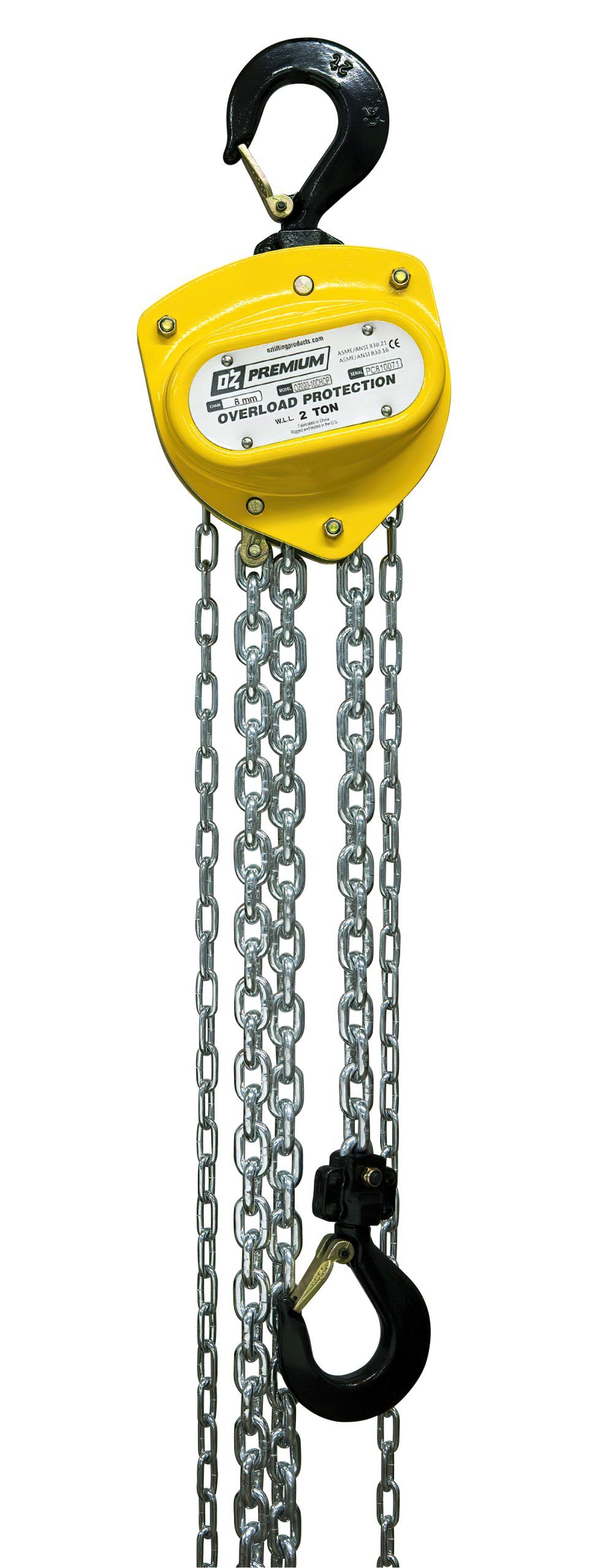 2 T Premium Chain Hoist 15 ft lift with overload protection