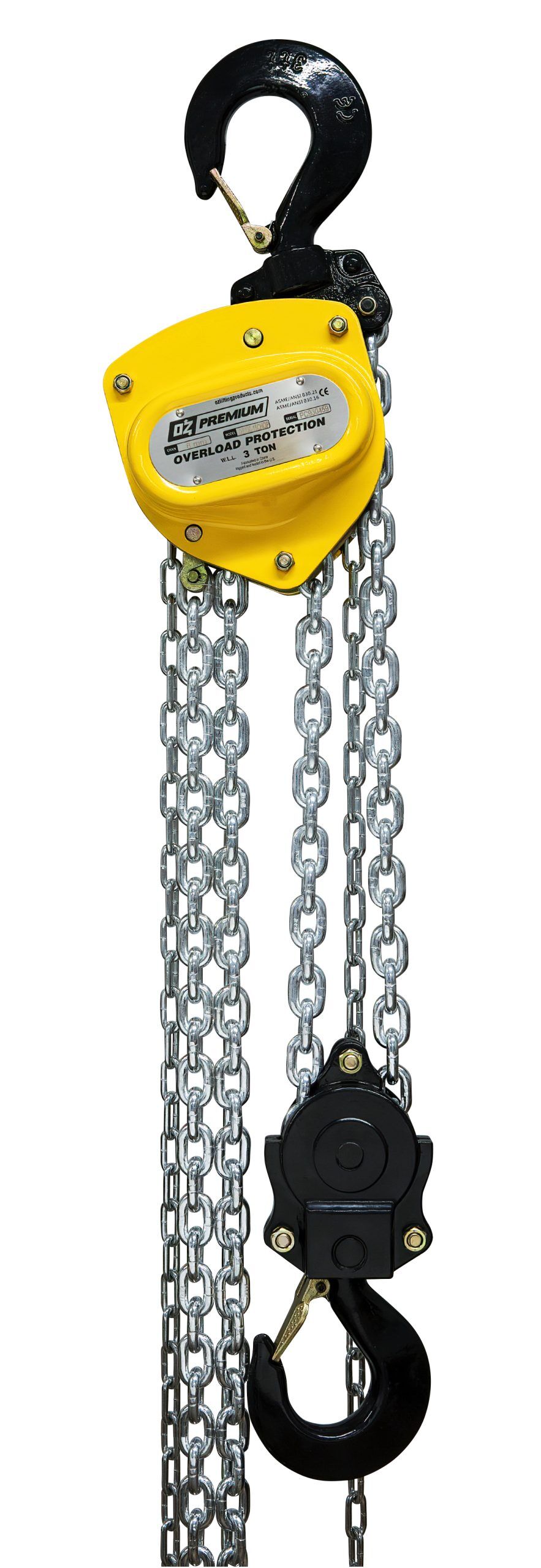 3 T Premium Chain Hoist 10 ft lift with overload protection