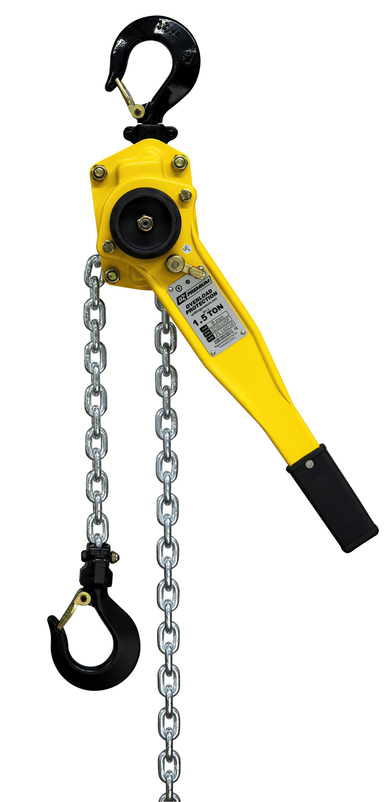 1.5 T Premium Lever Hoist 10 ft lift with overload protection