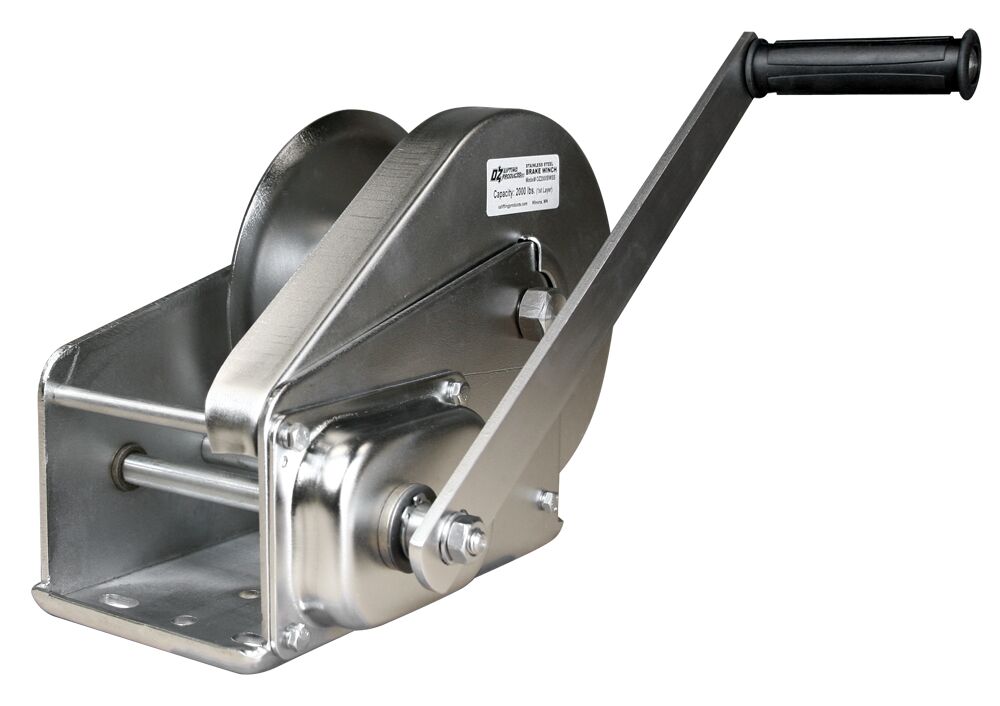 2000 lb stainless steel brake winch with drill drive adaptor