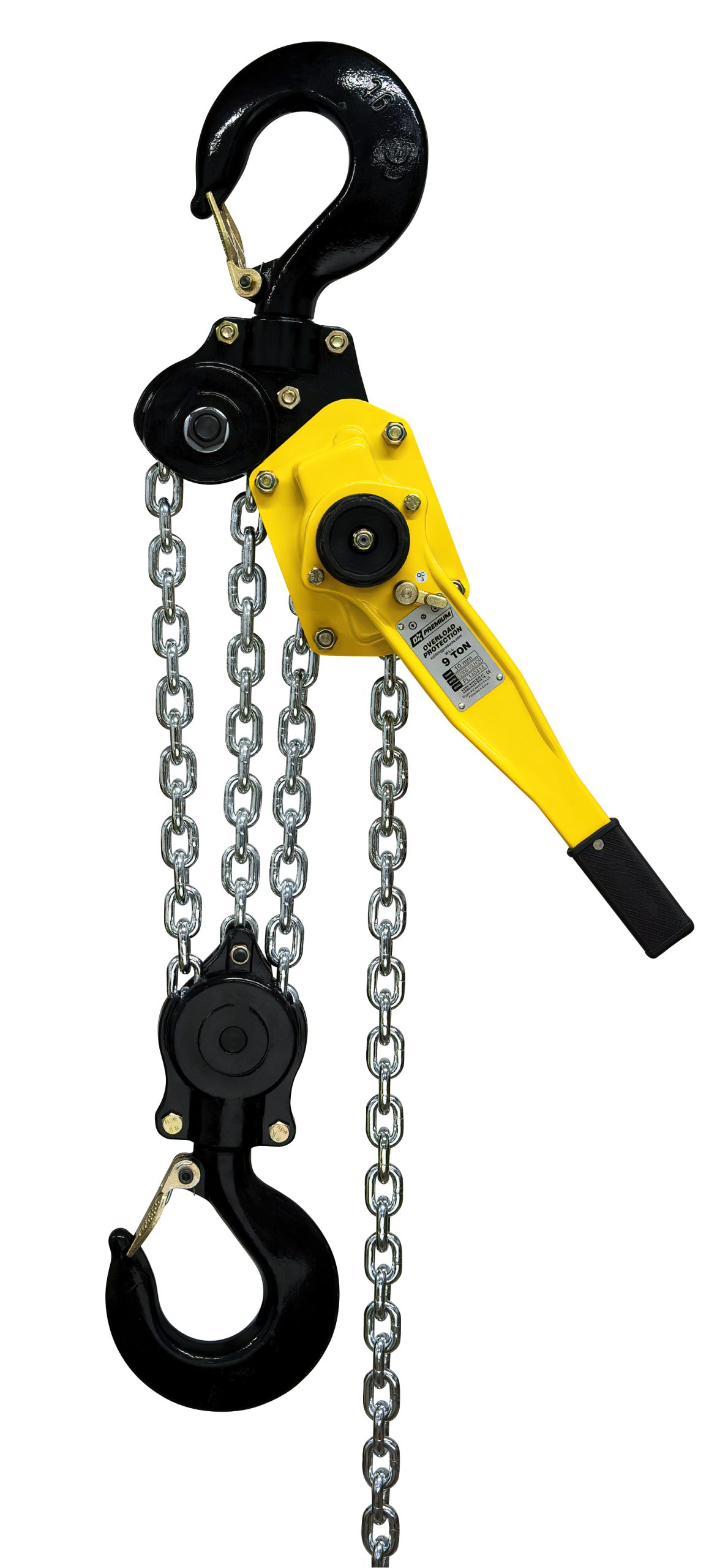 9 T Premium Lever Hoist 20 ft lift with overload protection
