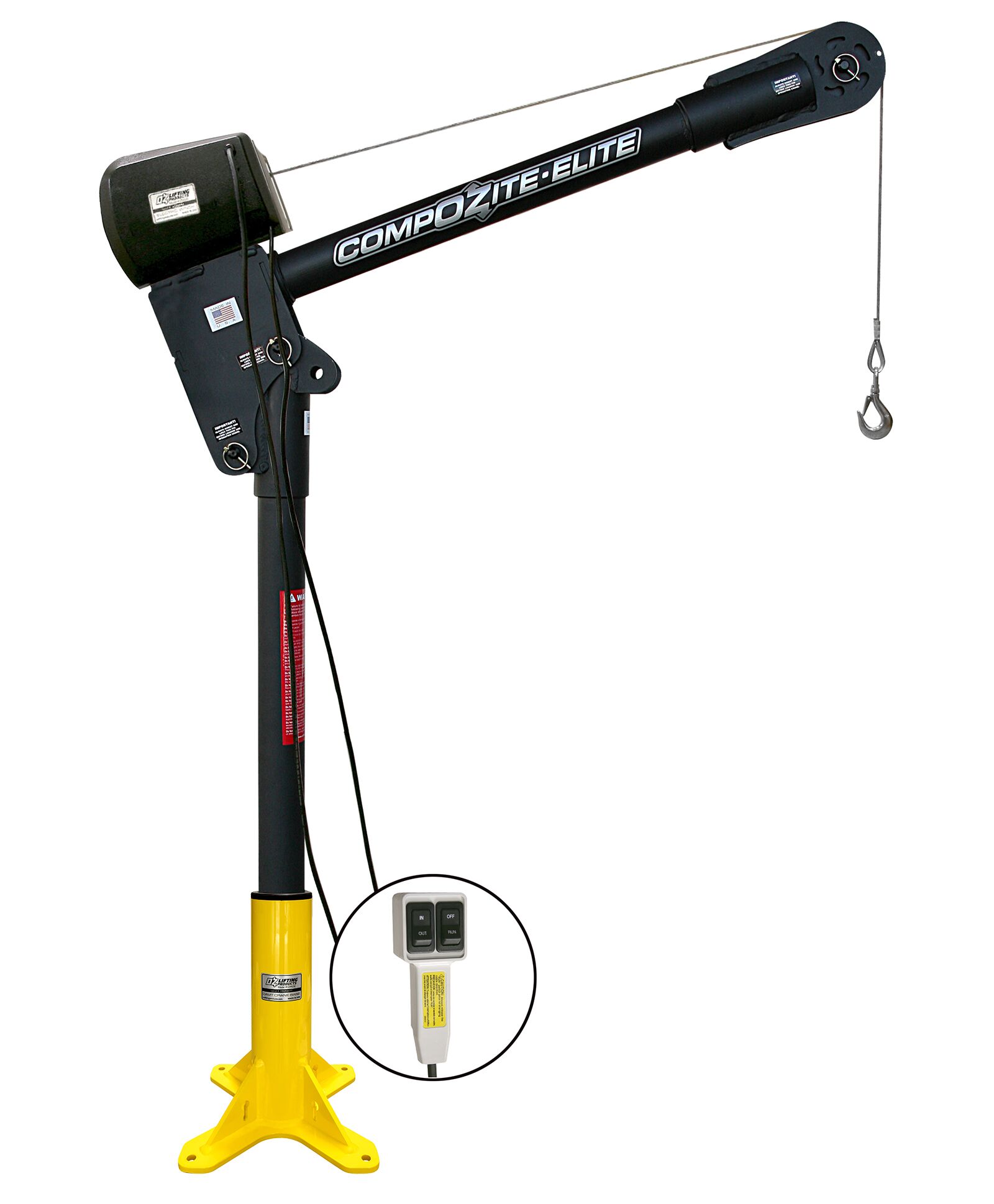 1200 lb carbon fiber davit crane with 115V AC electric winch