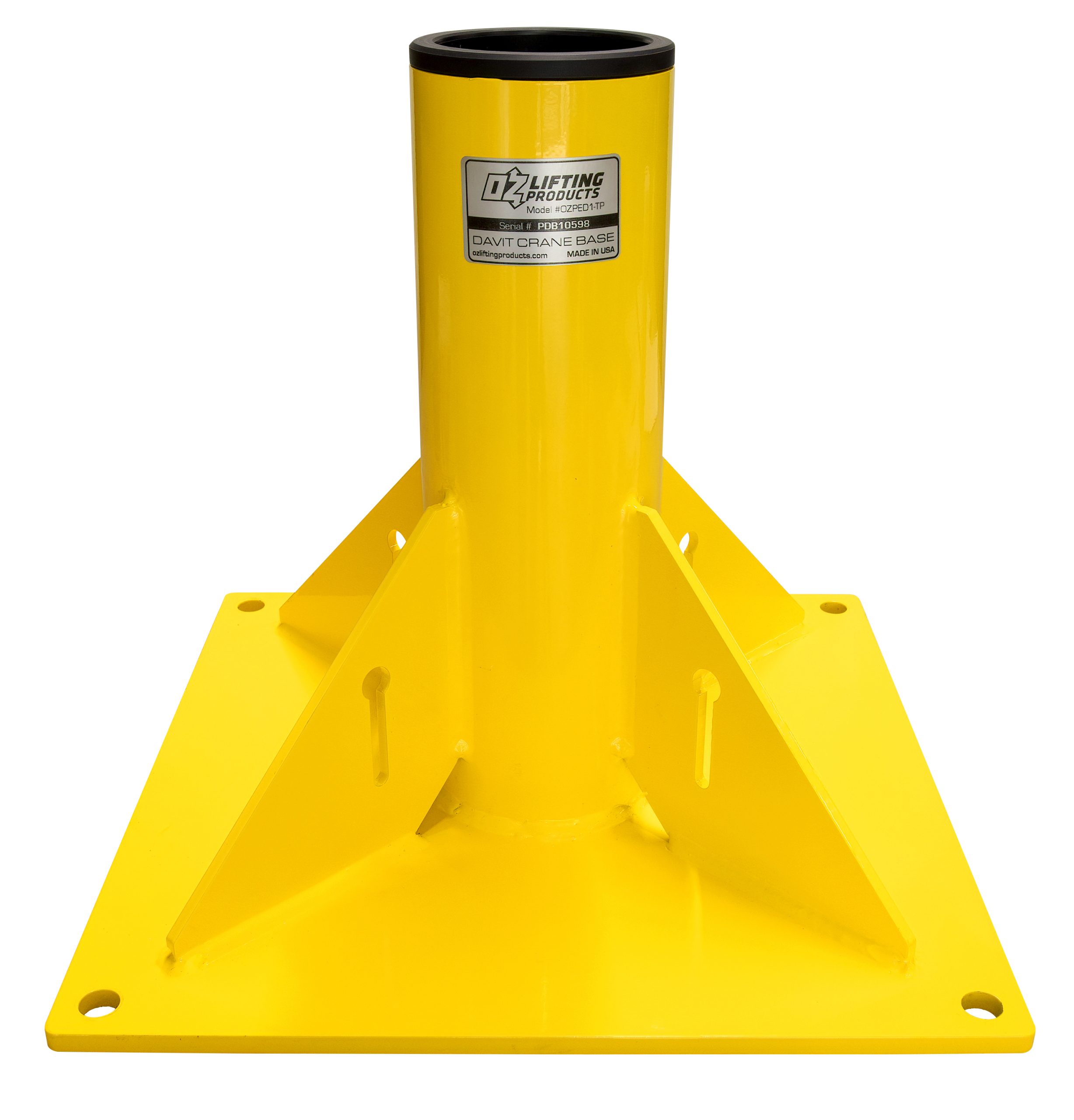 Pedestal base for use with OZA1000DAV, OZXR1000DAV, OZTP1200DAV davit cranes
