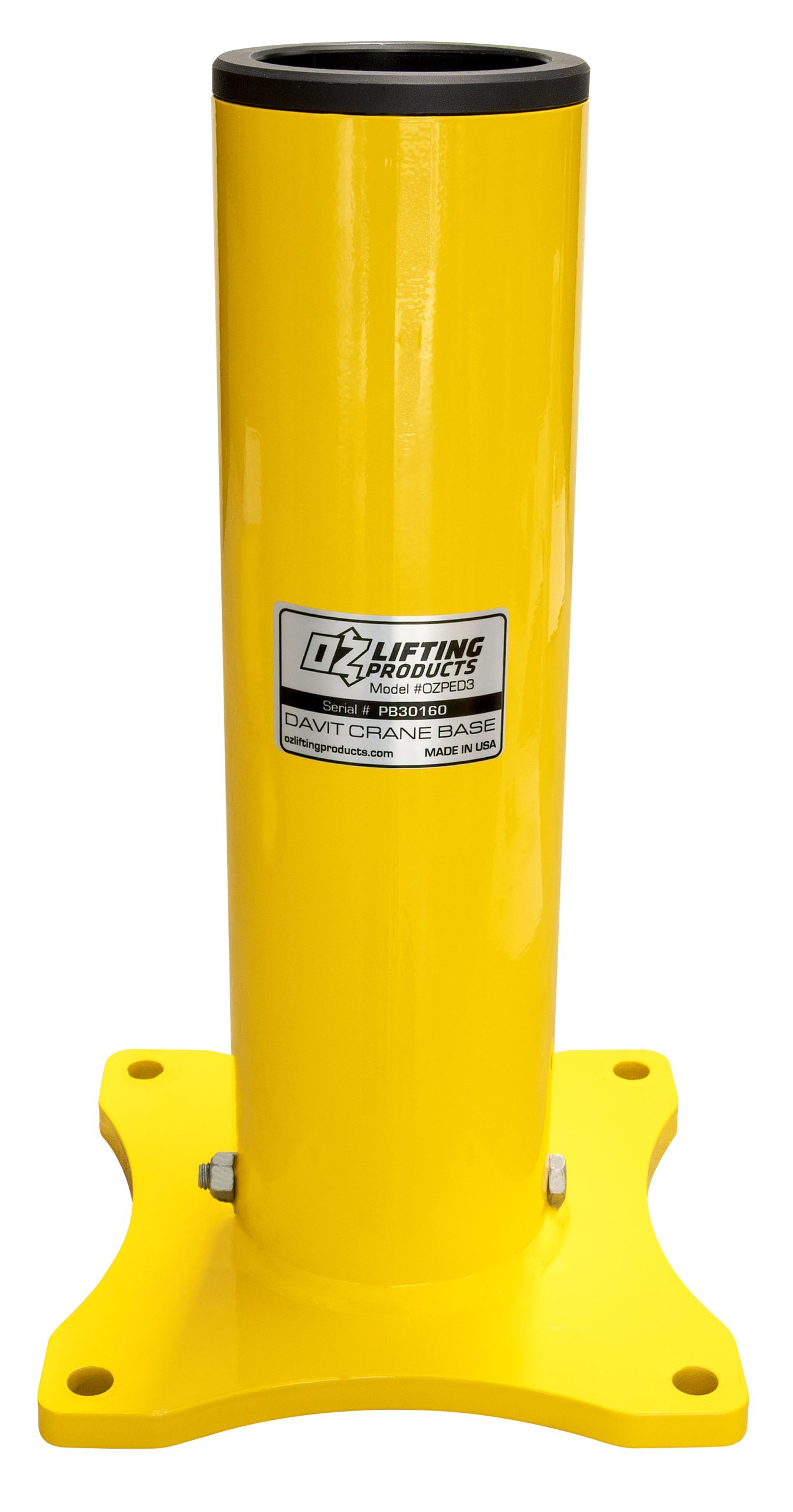 Pedestal base for OZ500DAV, OZA500DAV, and OZXR500DAV davit cranes