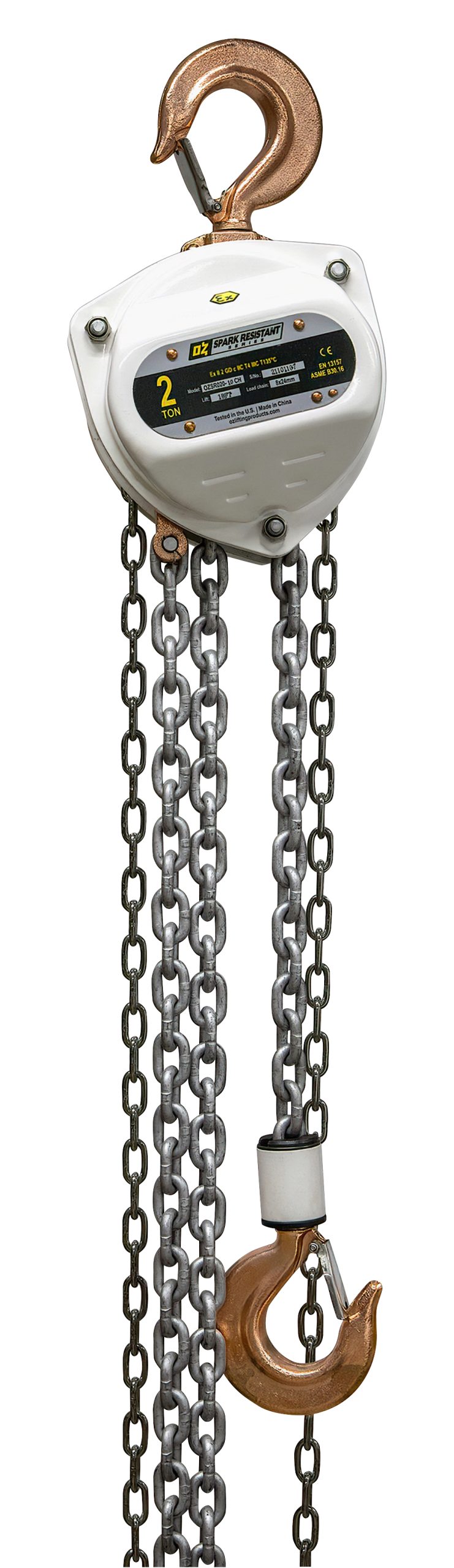2 T Spark Resistant Chain Hoist 10 ft lift