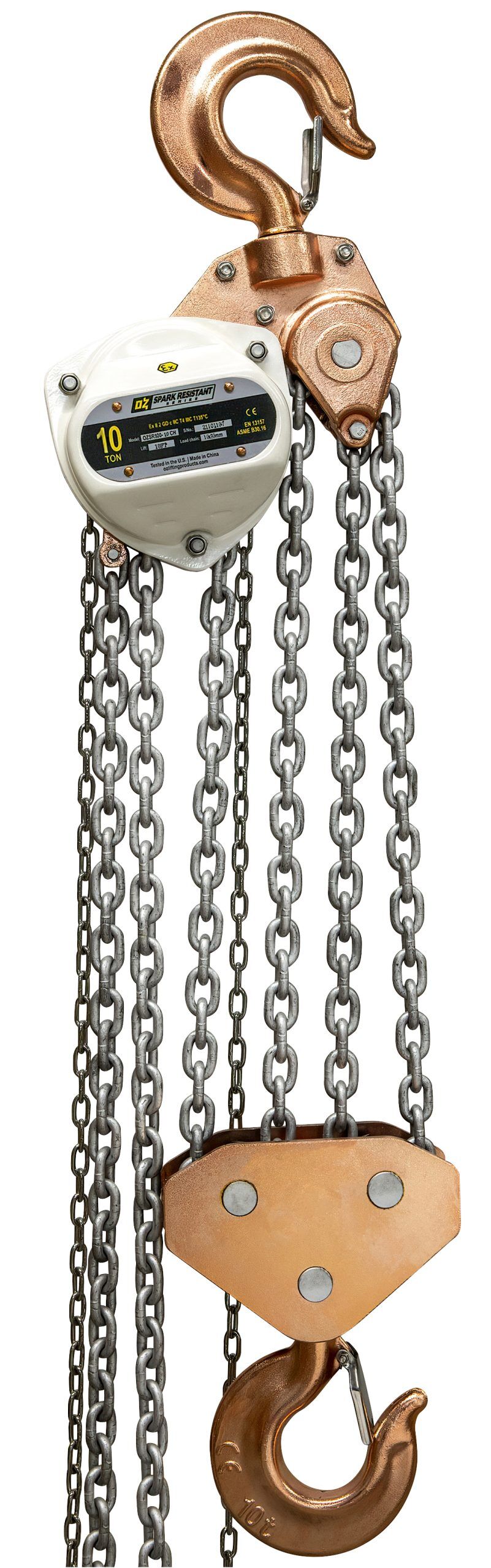 10 T Spark Resistant Chain Hoist 10 ft lift