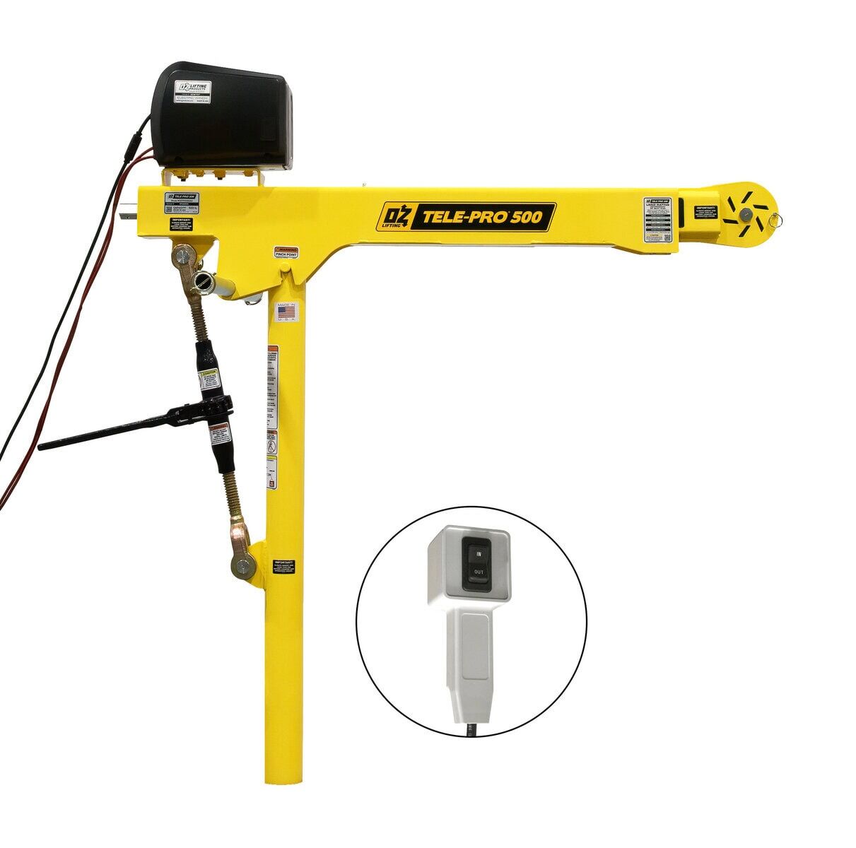 500 lb Tele-Pro® davit crane with 12V DC electric winch