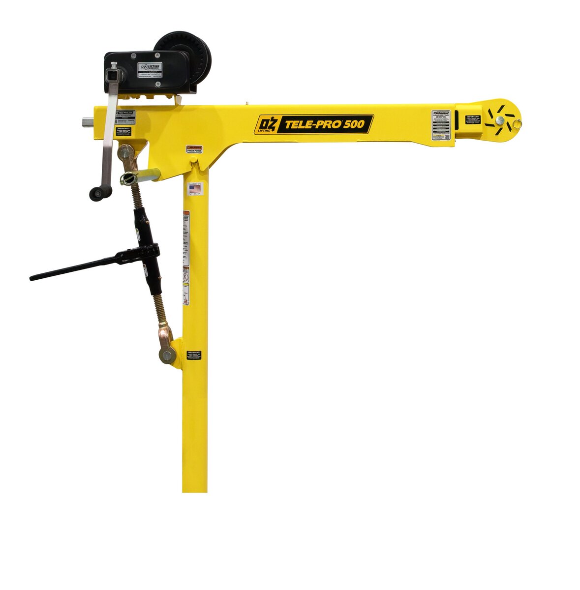 500 lb Tele-Pro® davit crane with 2500 lb carbon steel brake winch