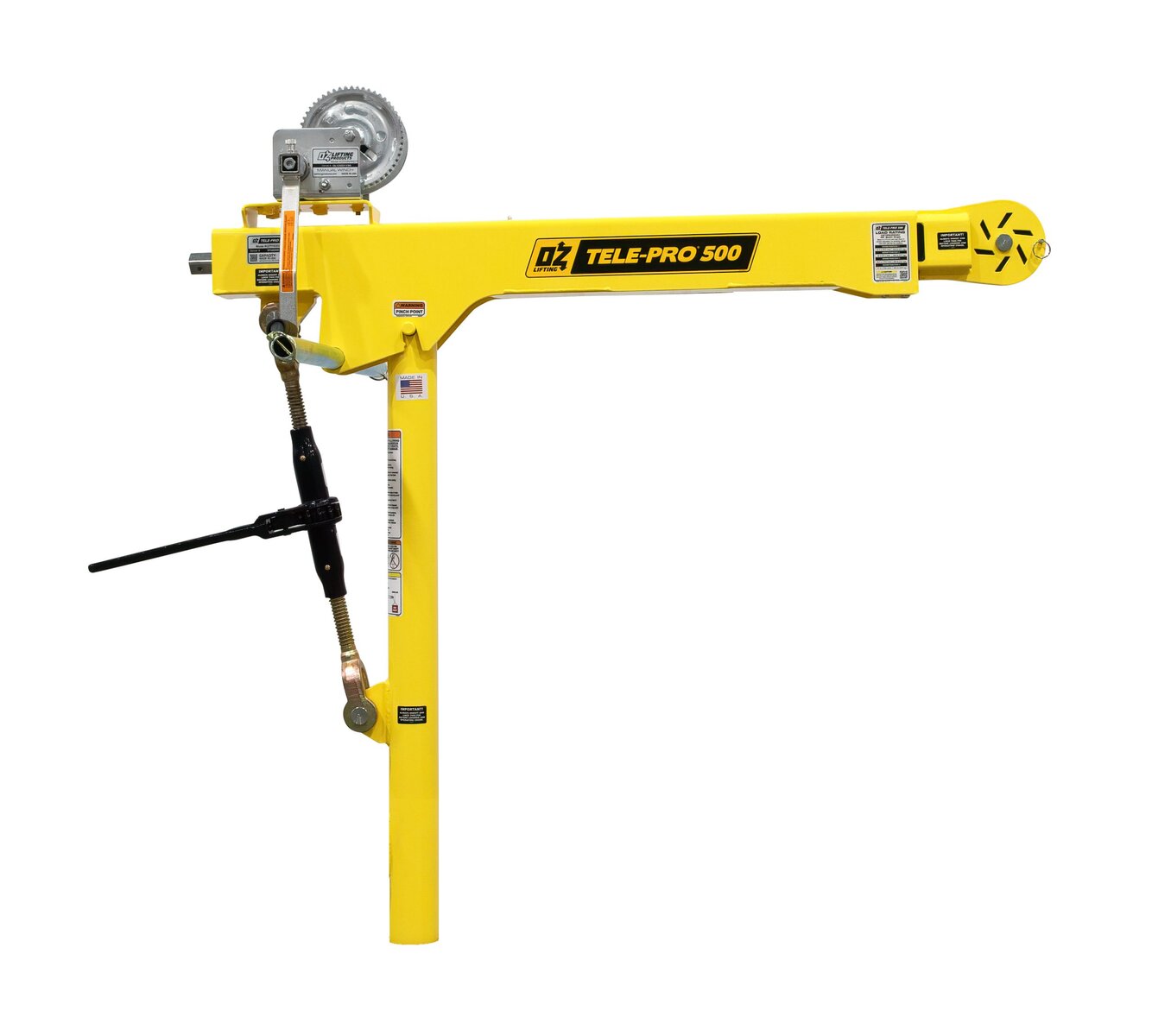 500 lb Tele-Pro® davit crane with carbon steel brake winch
