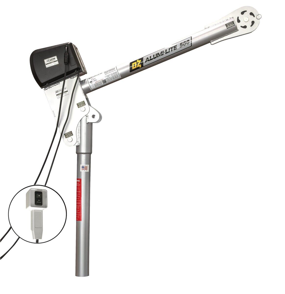 500 lb Alumi-Lite® davit crane with 115V AC electric winch