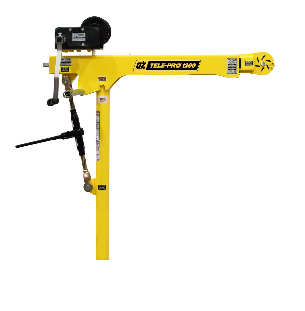 1200 lb Tele-Pro® davit crane with 2500 lb carbon steel brake winch