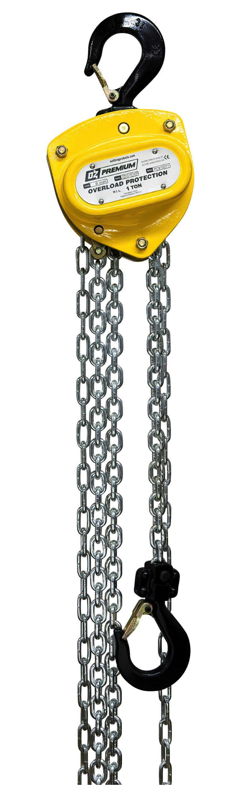 1 T Premium Chain Hoist 10 ft lift with overload protection