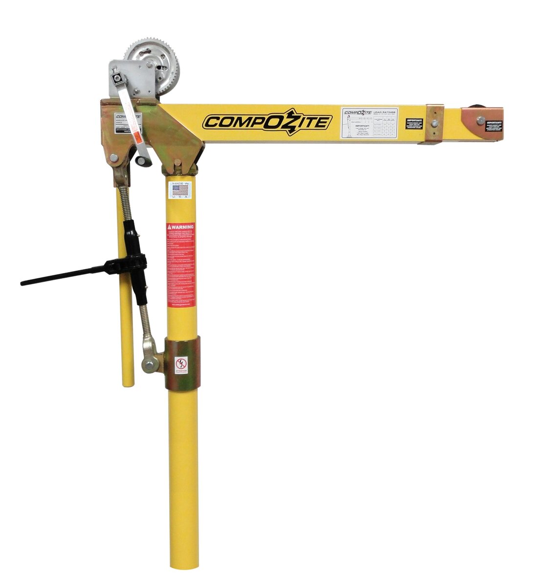 1200lb composite davit crane with 2500 lb carbon steel brake winch